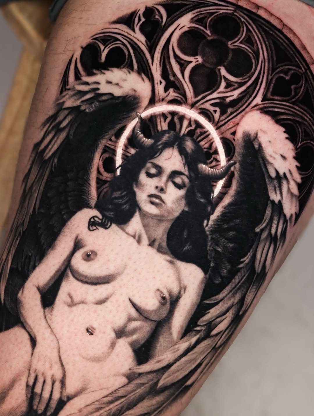 Tattoo by @jeffreindeltattoos — dark_realism, black_and_grey