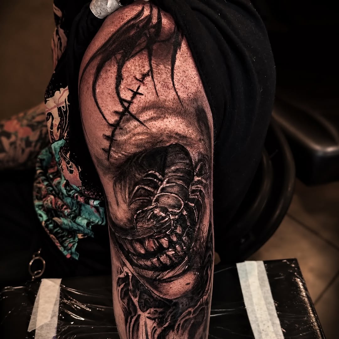 Tattoo by @tattoos_by_cjrued — dark_realism, blackwork