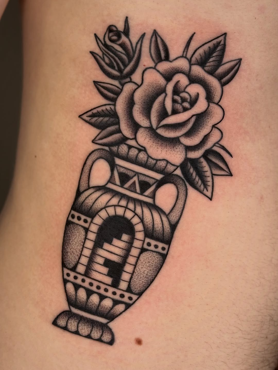 Tattoo by @clem.needlemark — american_traditional, dotwork