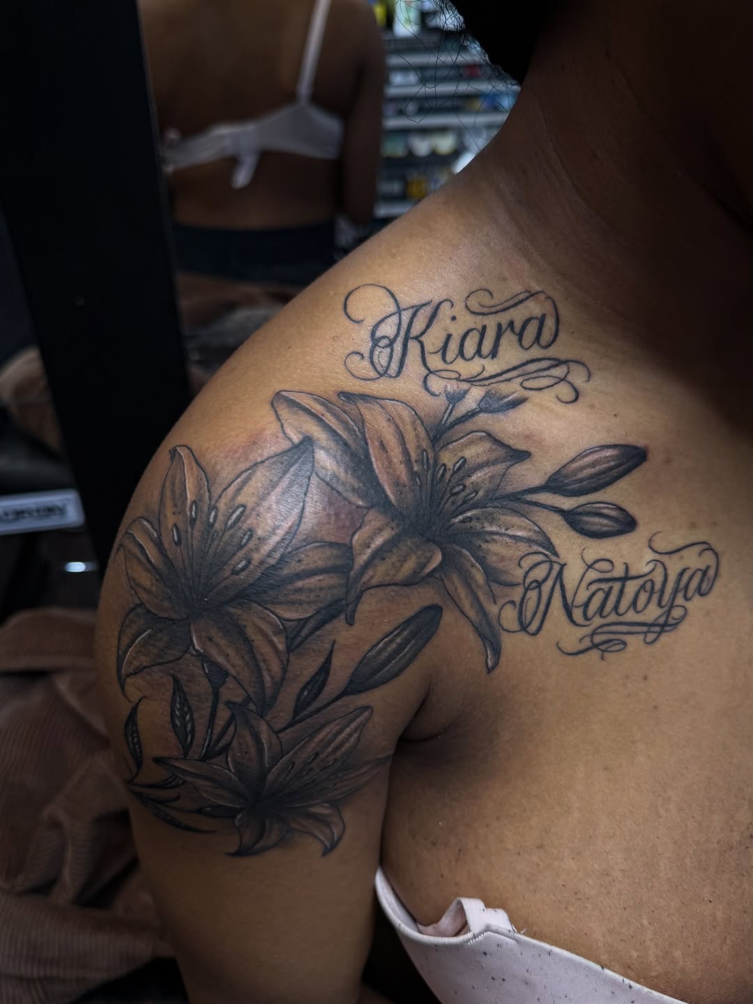 Tattoo by @samg_tat2s — black_and_grey, lettering_script