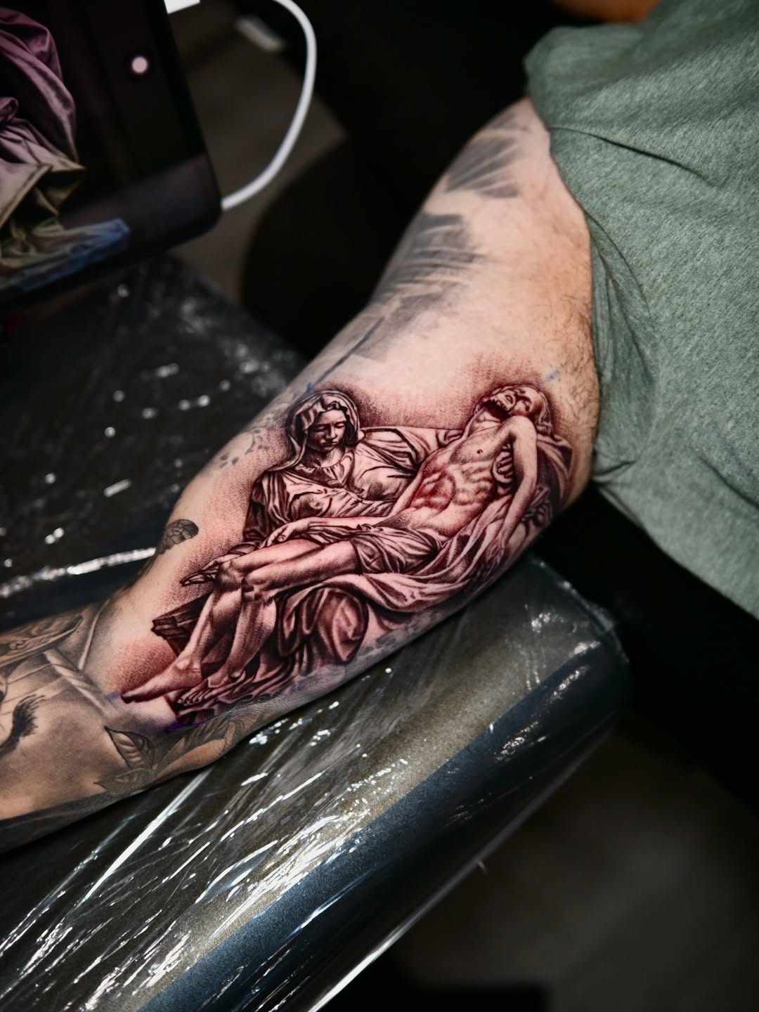Tattoo by @blessed_ink23 β realism, black_and_grey