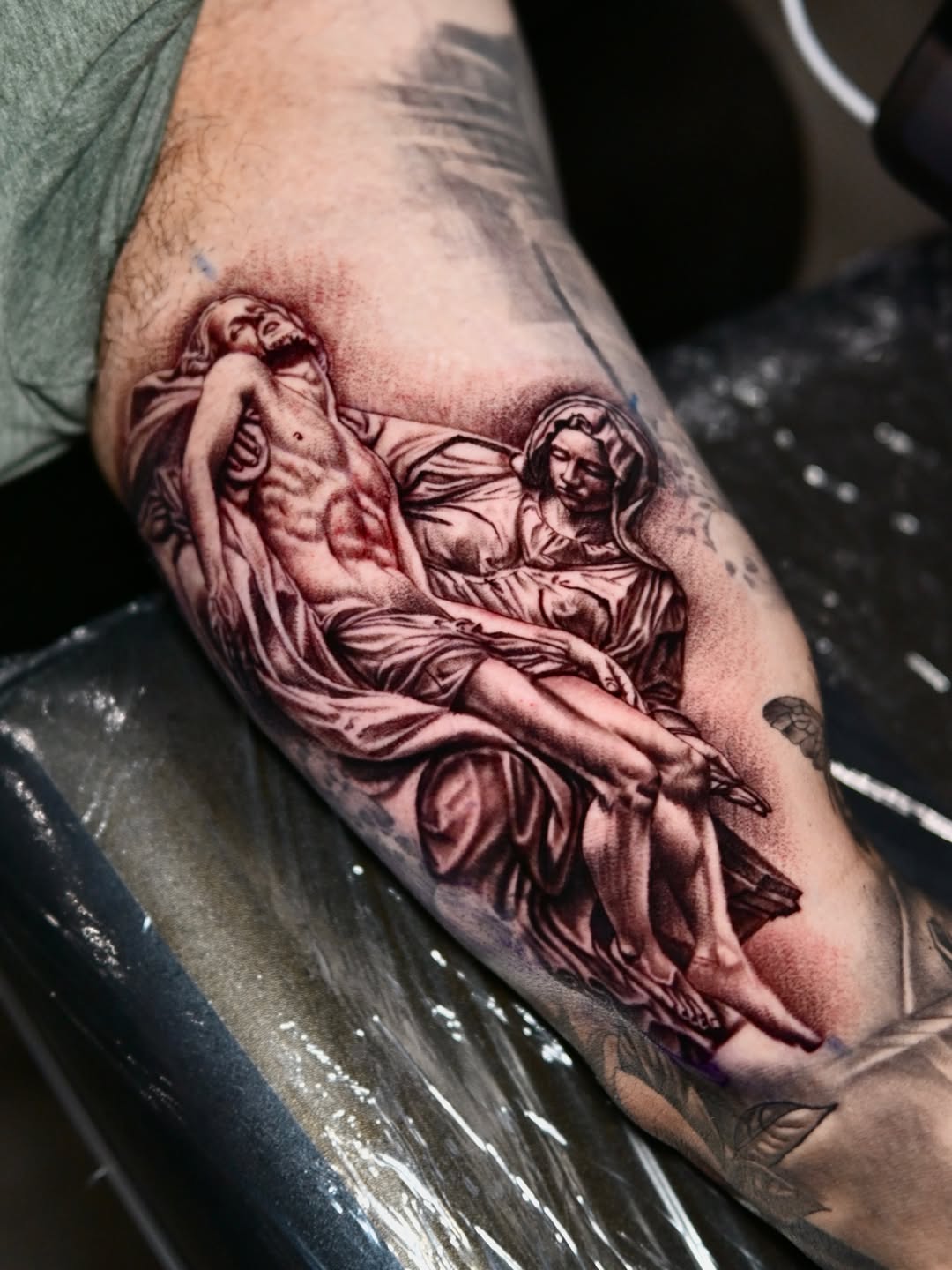 Tattoo by @blessed_ink23 β realism, black_and_grey