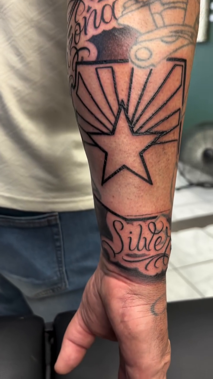 Tattoo by @shadows.tattoos โ lettering_script