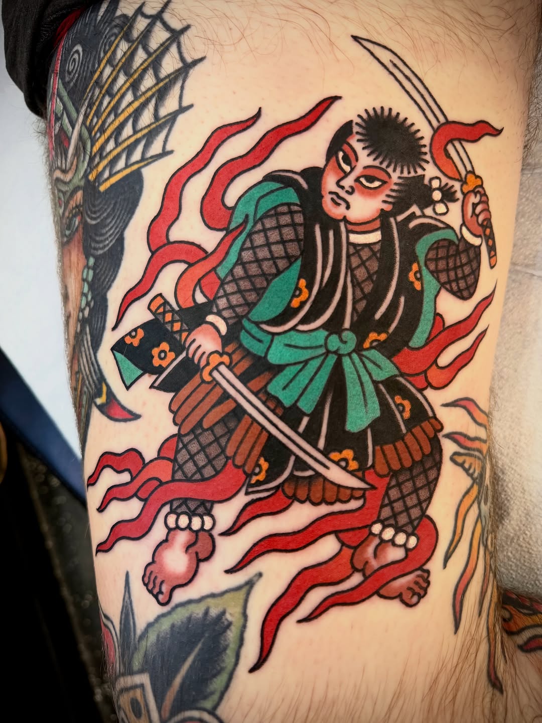 Tattoo by @adamthekid — japanese_irezumi, american_traditional