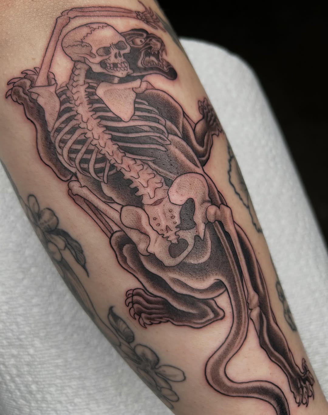 Tattoo by @frostyflakes.ink — black_and_grey, dark_realism