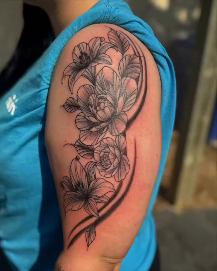 Tattoo by @chrisadkinstattoos — black_and_grey, fine_line