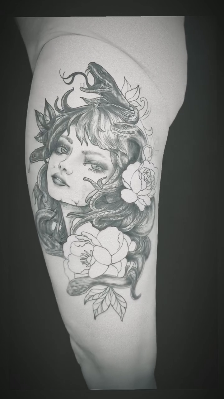 Tattoo by @catdaddytatz — illustrative, black_and_grey