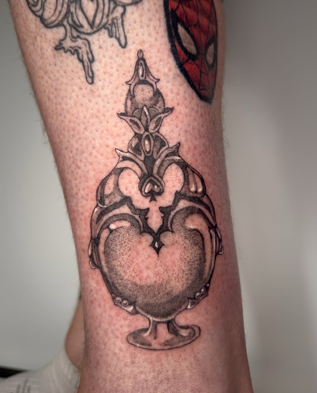 Tattoo by @sadiespadess — black_and_grey, ornamental