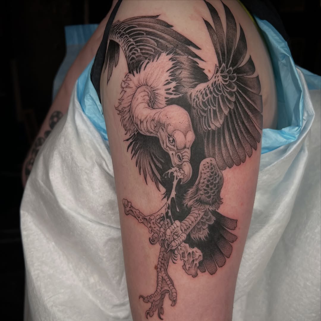 Tattoo by @revoltingworship — realism, black_and_grey