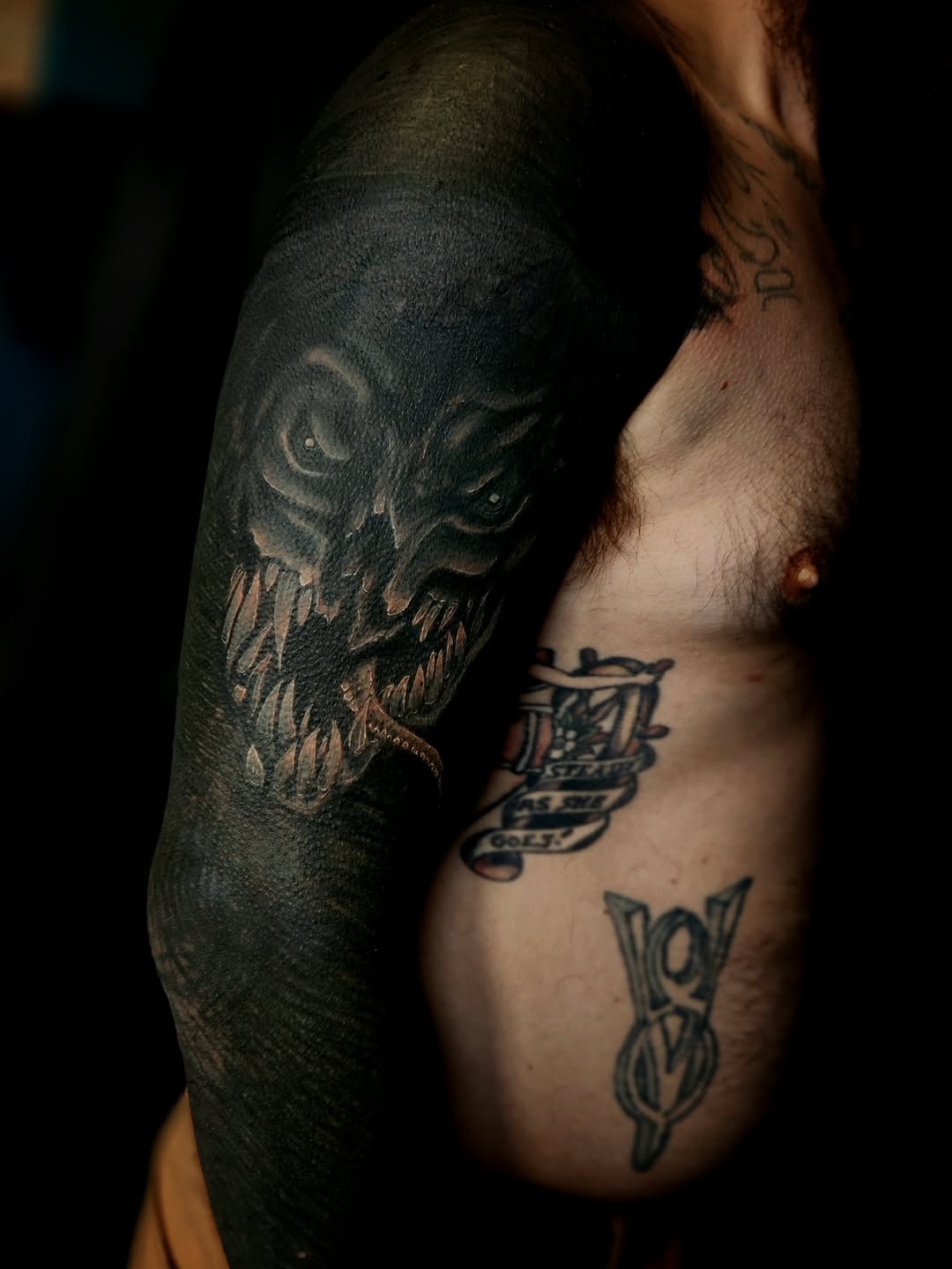 Tattoo by @grimsolaire_tattoos โ blackwork, realism