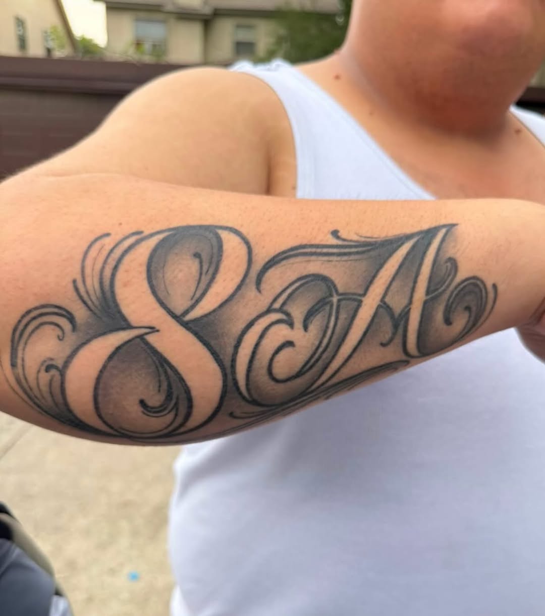 Tattoo by @inkbydevin_ โ lettering_script, black_and_grey