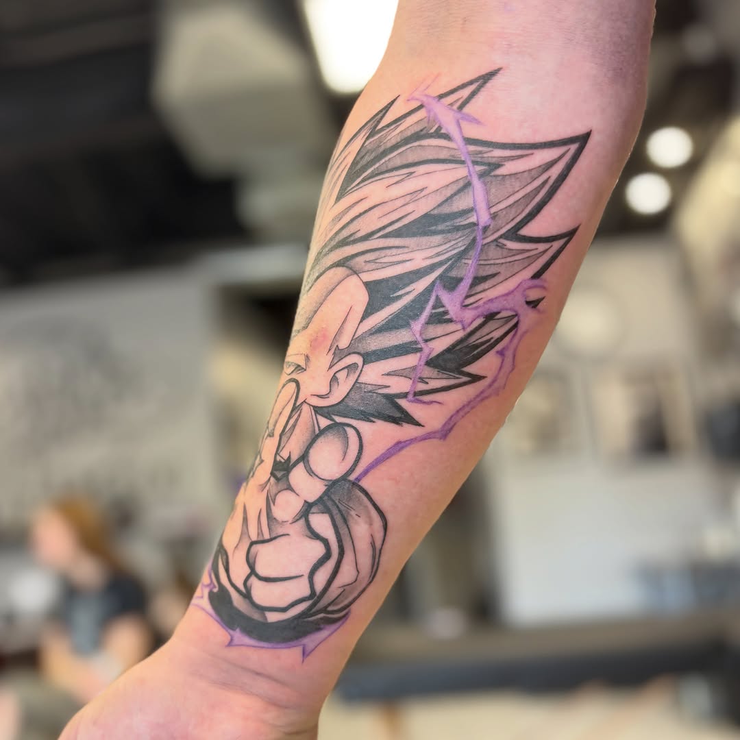 Tattoo by @dahl_house_art — anime, black_and_grey