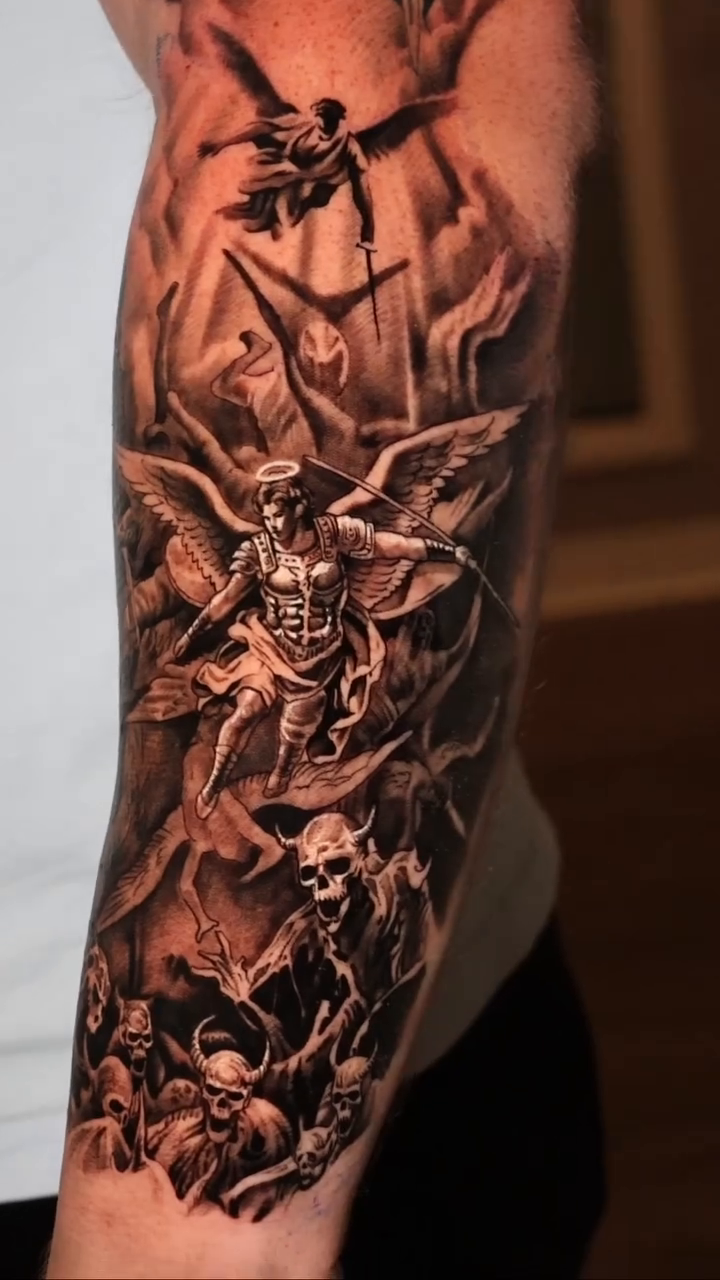 Tattoo by @stranger_tattooo โ dark_realism, black_and_grey