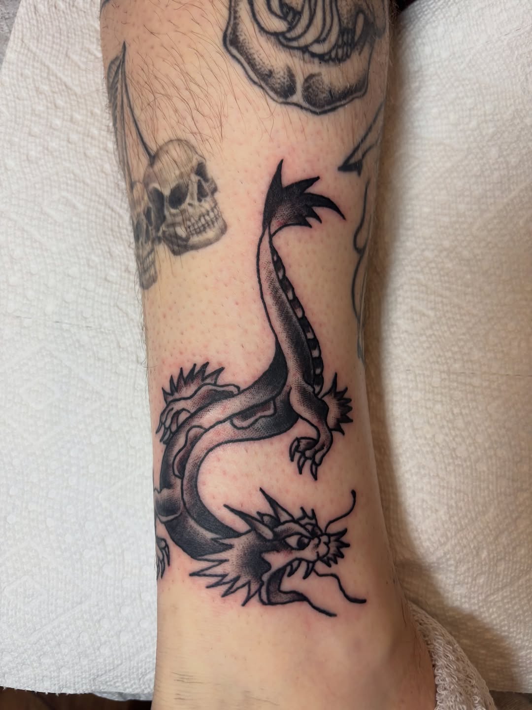 Tattoo by @fracas_tattoo โ japanese_irezumi, black_and_grey