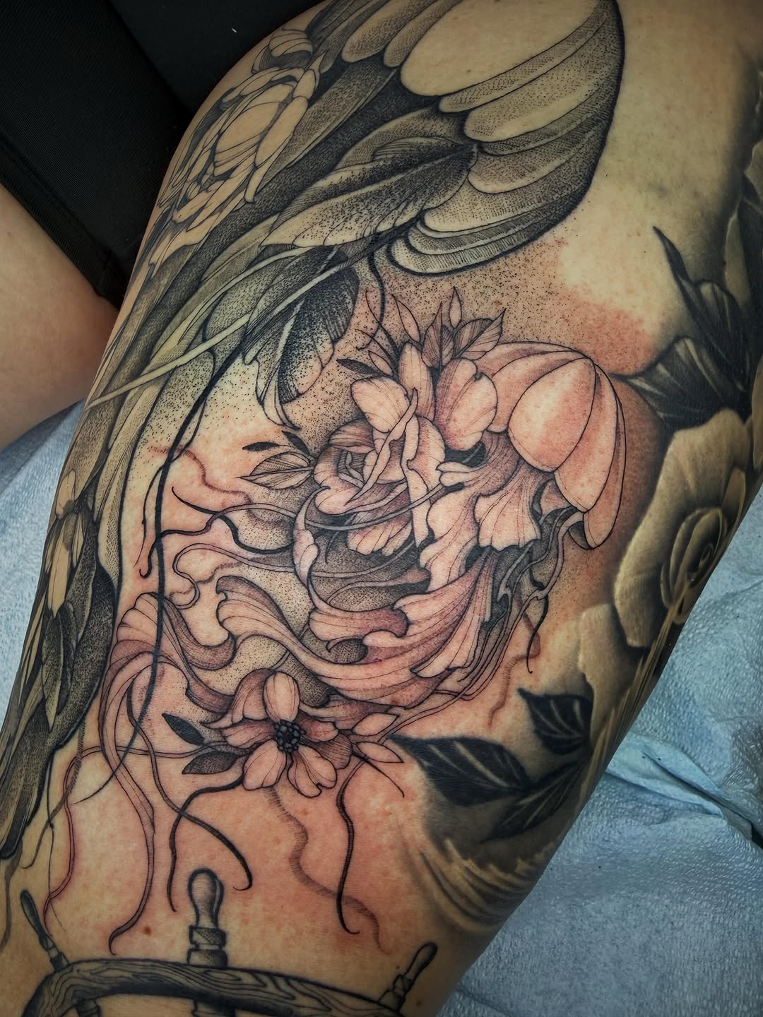 Tattoo by @cattblacktattoo — black_and_grey, ornamental