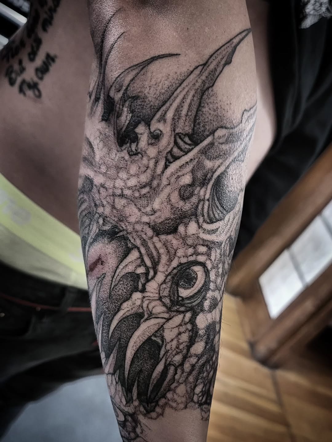 Tattoo by @el_tejon โ black_and_grey, dotwork