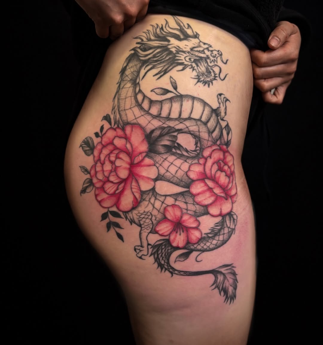 Tattoo by @poke.muse — japanese_irezumi, black_and_grey