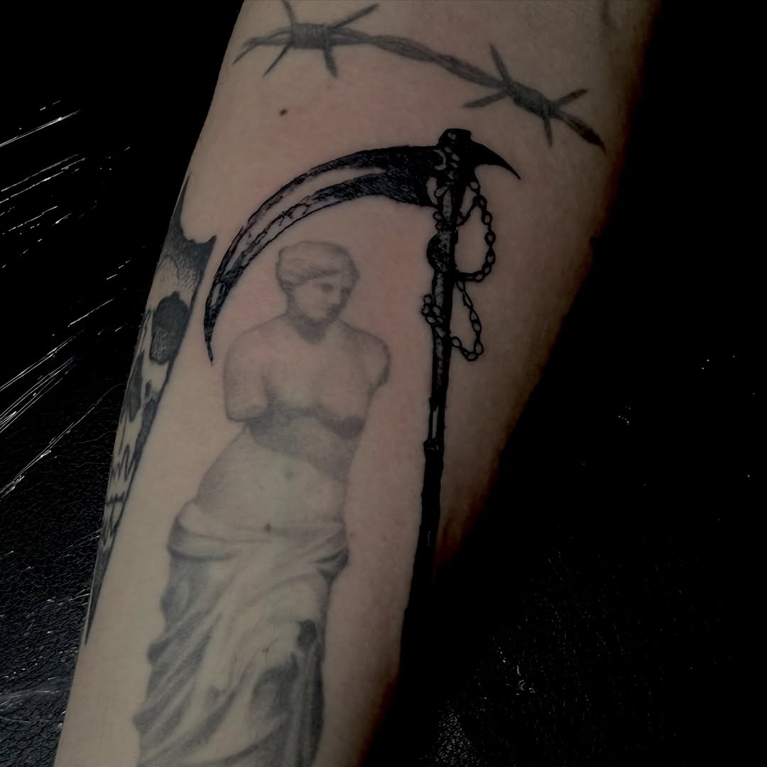 Tattoo by @jordystrange — blackwork, illustrative