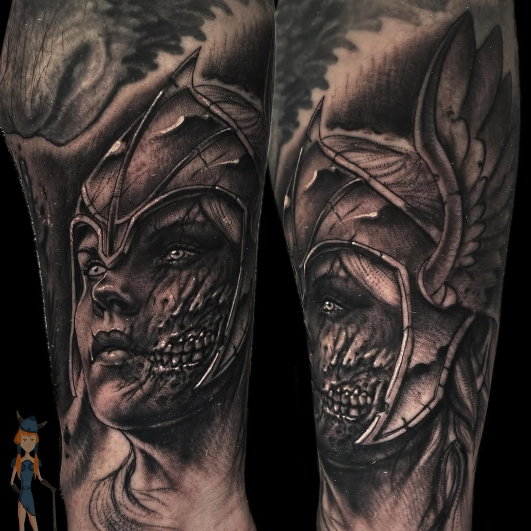 Tattoo by @pokotattoo โ dark_realism, black_and_grey