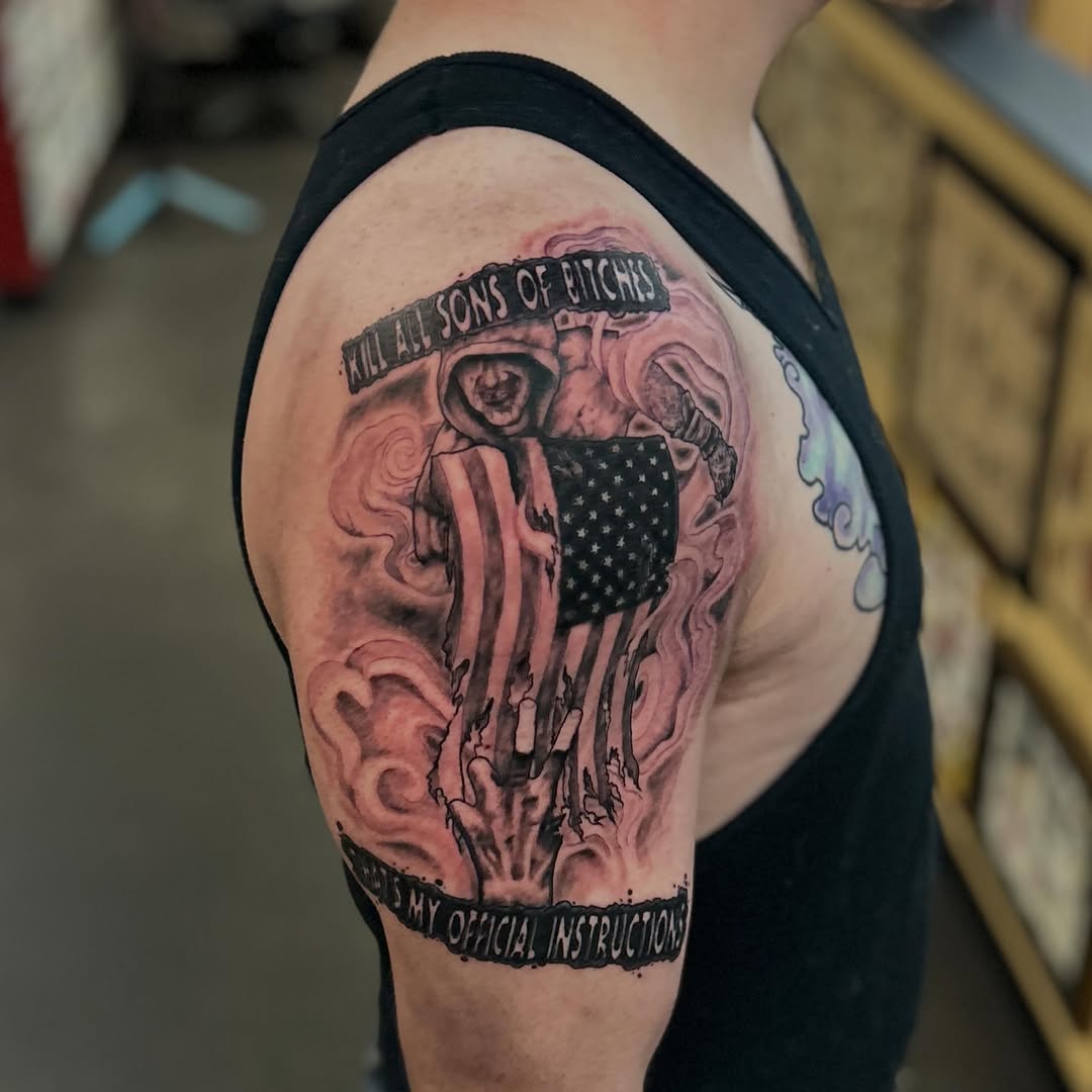 Tattoo by @aaw_tattoos — trash_polka, black_and_grey