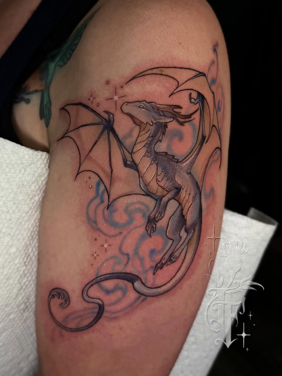 Tattoo by @thistlefoot.tattoo β illustrative, anime