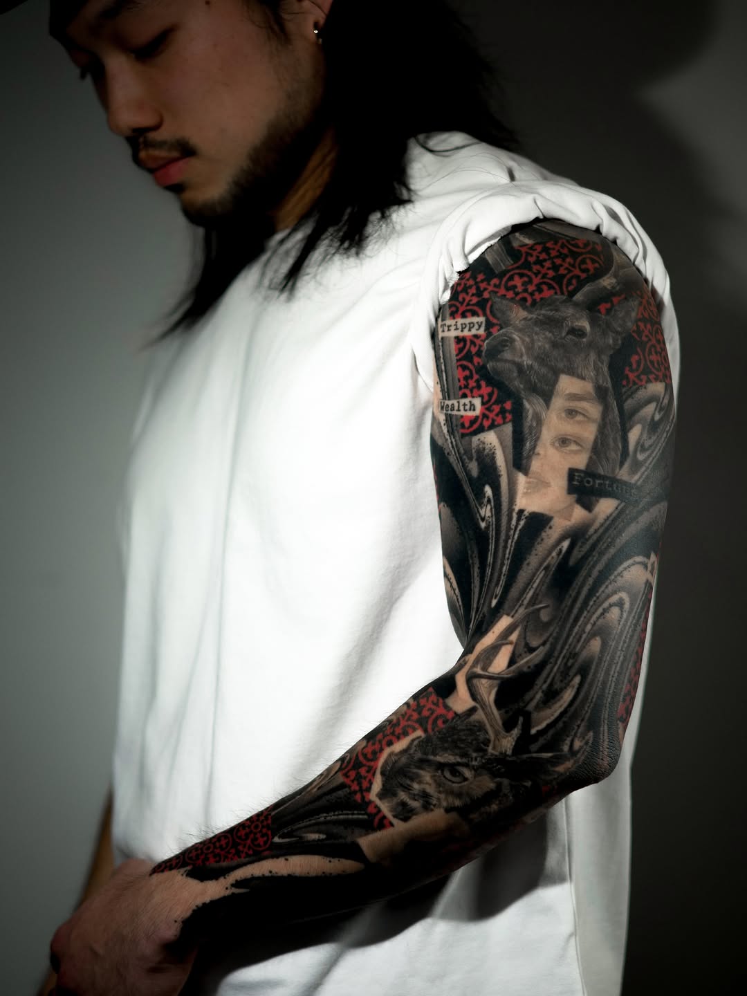 Tattoo by @comma_ttt — black_and_grey, trash_polka