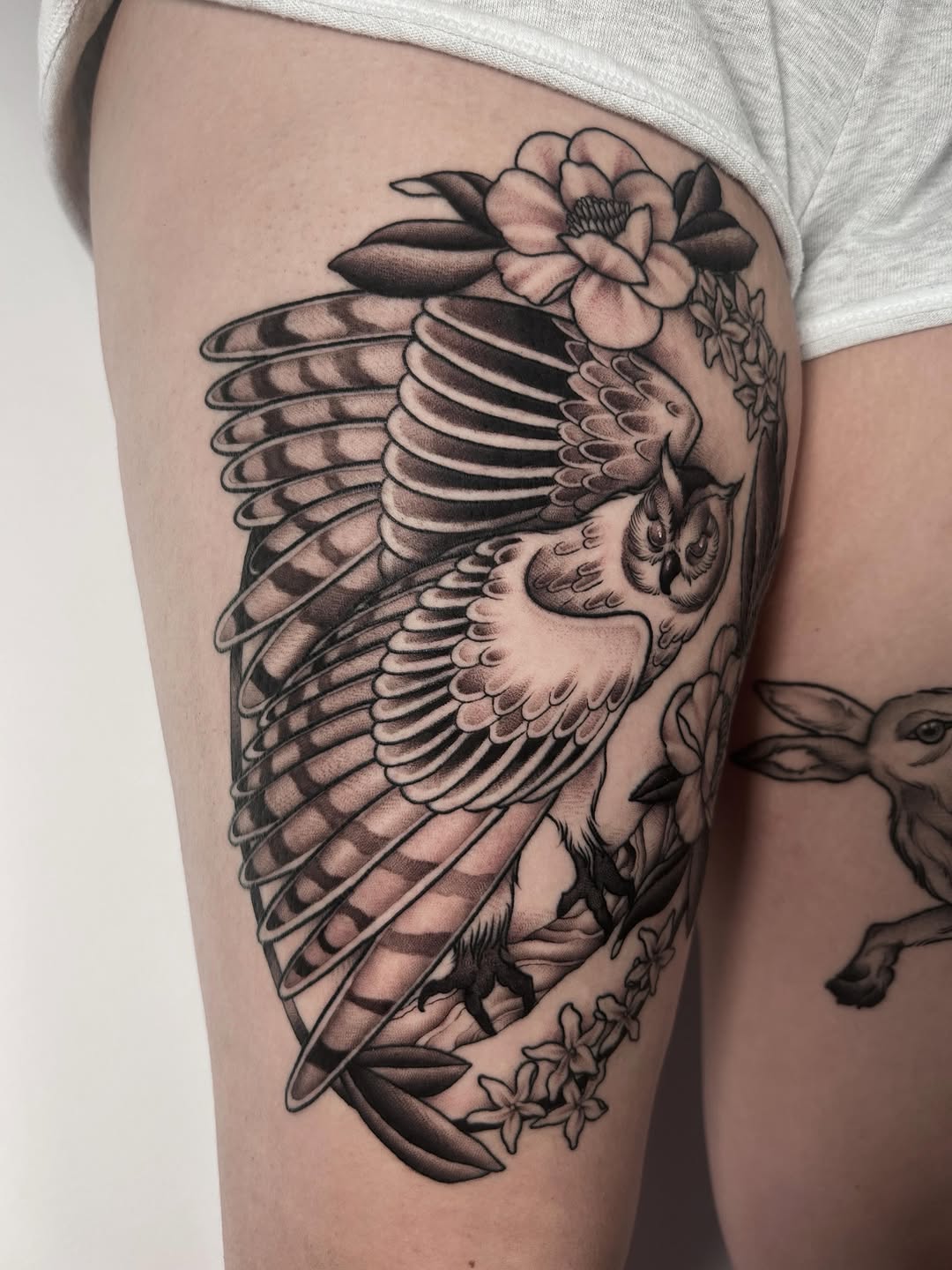 Tattoo by @dearmariatattoos — black_and_grey, illustrative