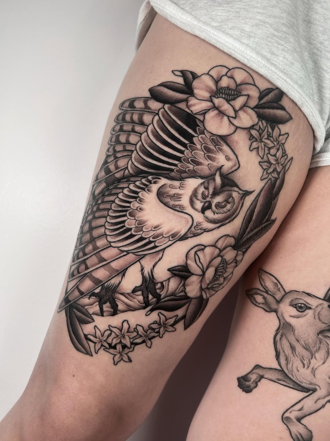 Tattoo by @dearmariatattoos — illustrative, black_and_grey