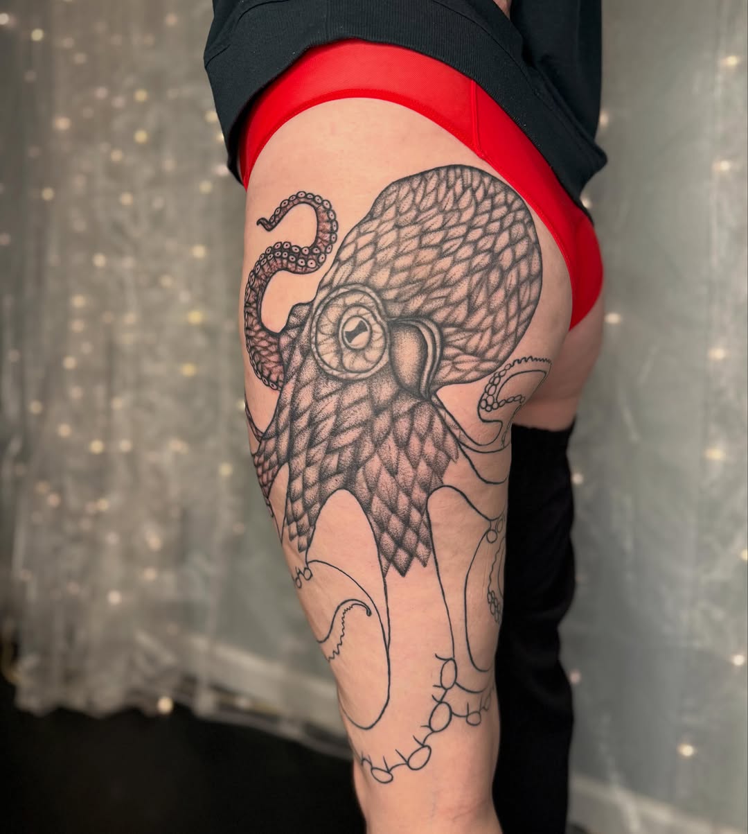 Tattoo by @promethearising — dotwork, black_and_grey