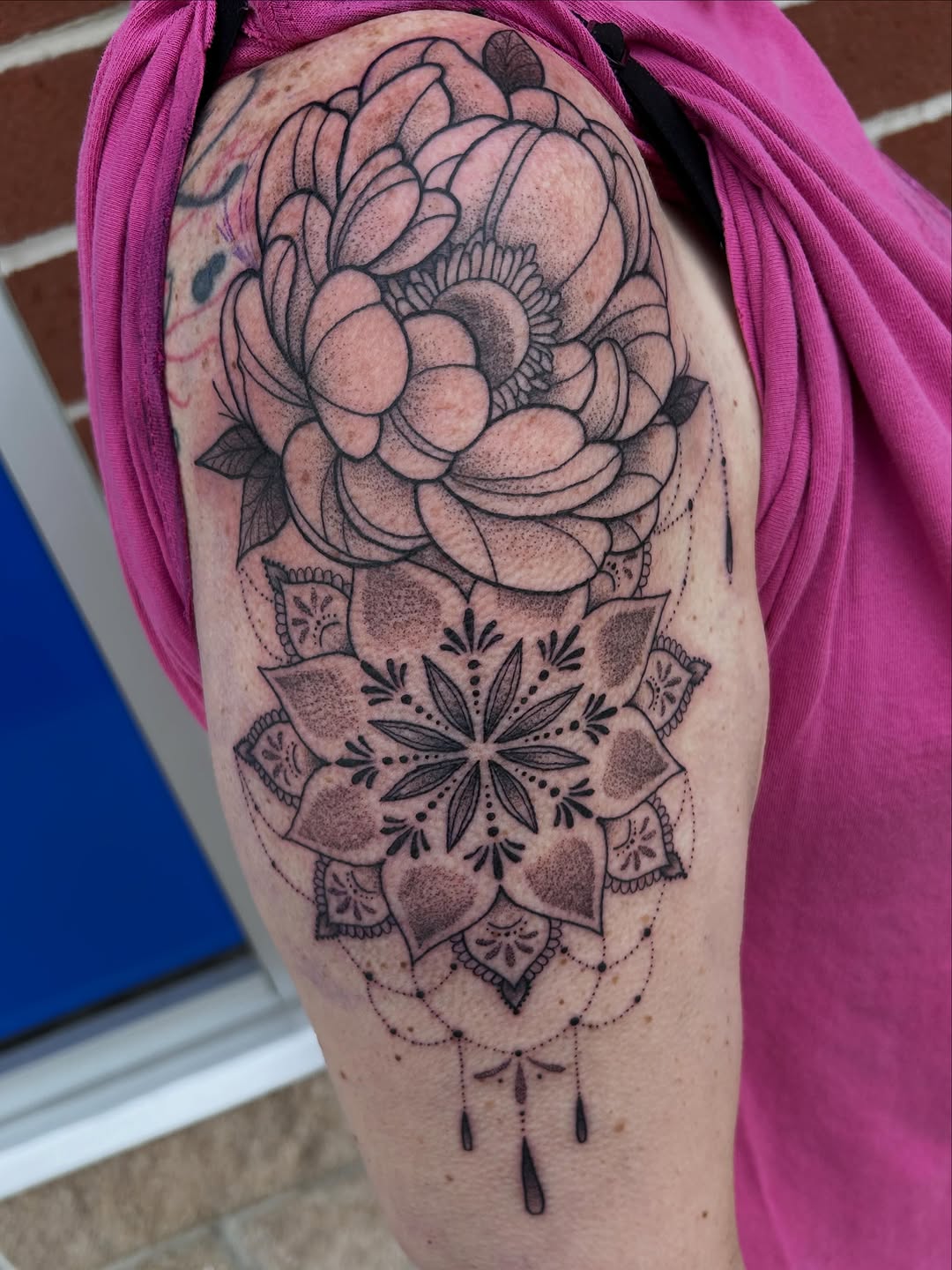 Tattoo by @chammertattoos — dotwork, ornamental
