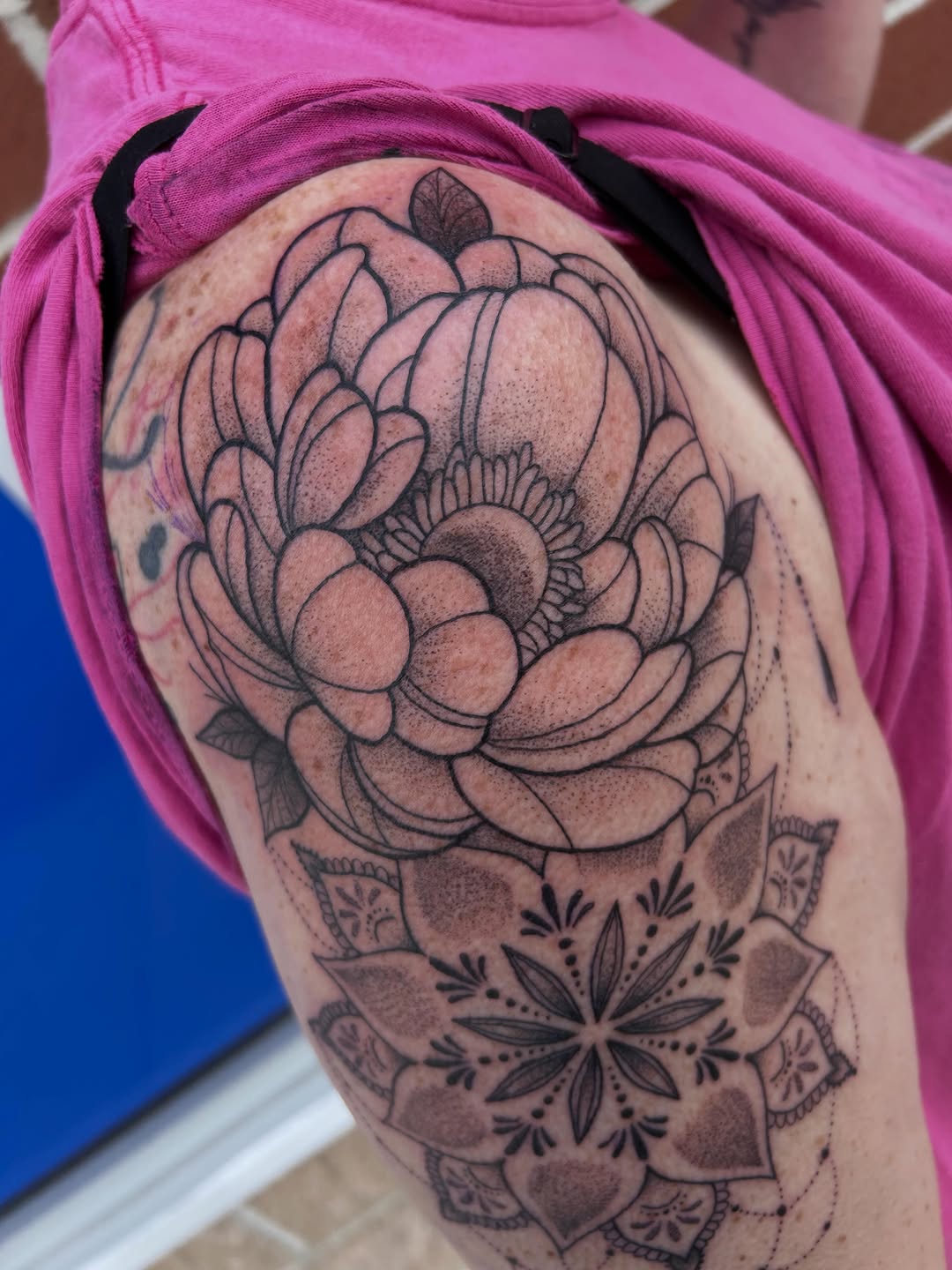Tattoo by @chammertattoos — dotwork, ornamental