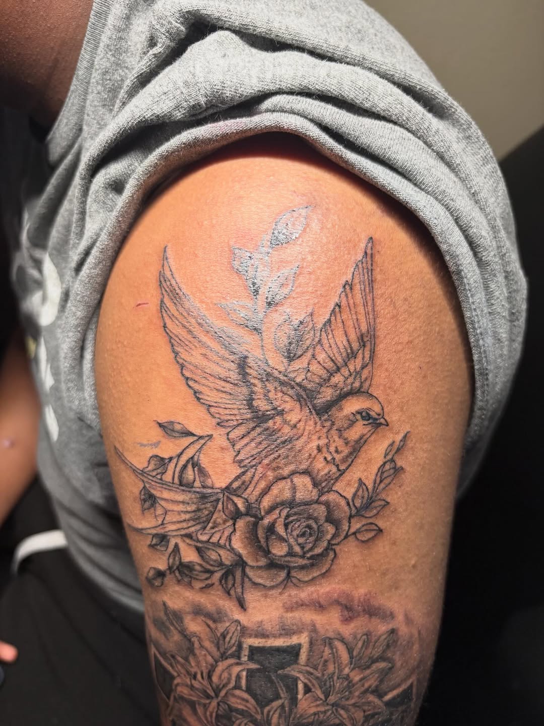 Tattoo by @k.l_tattoo_uptown — black_and_grey