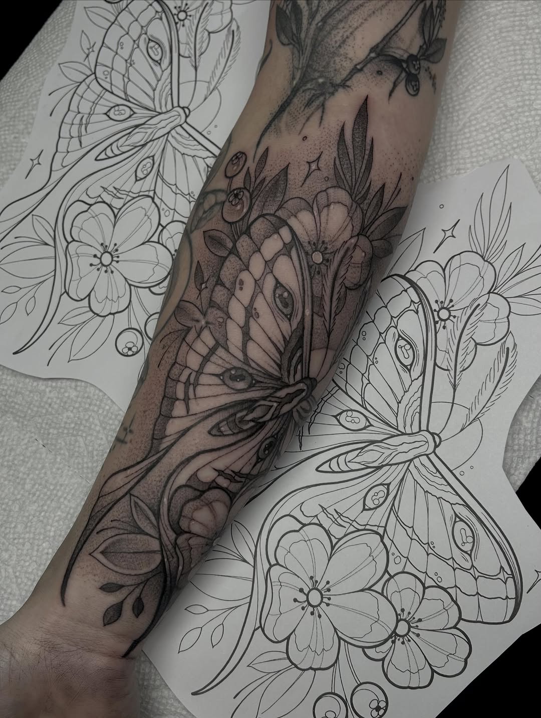 Tattoo by @lovelytattooing — black_and_grey, dotwork
