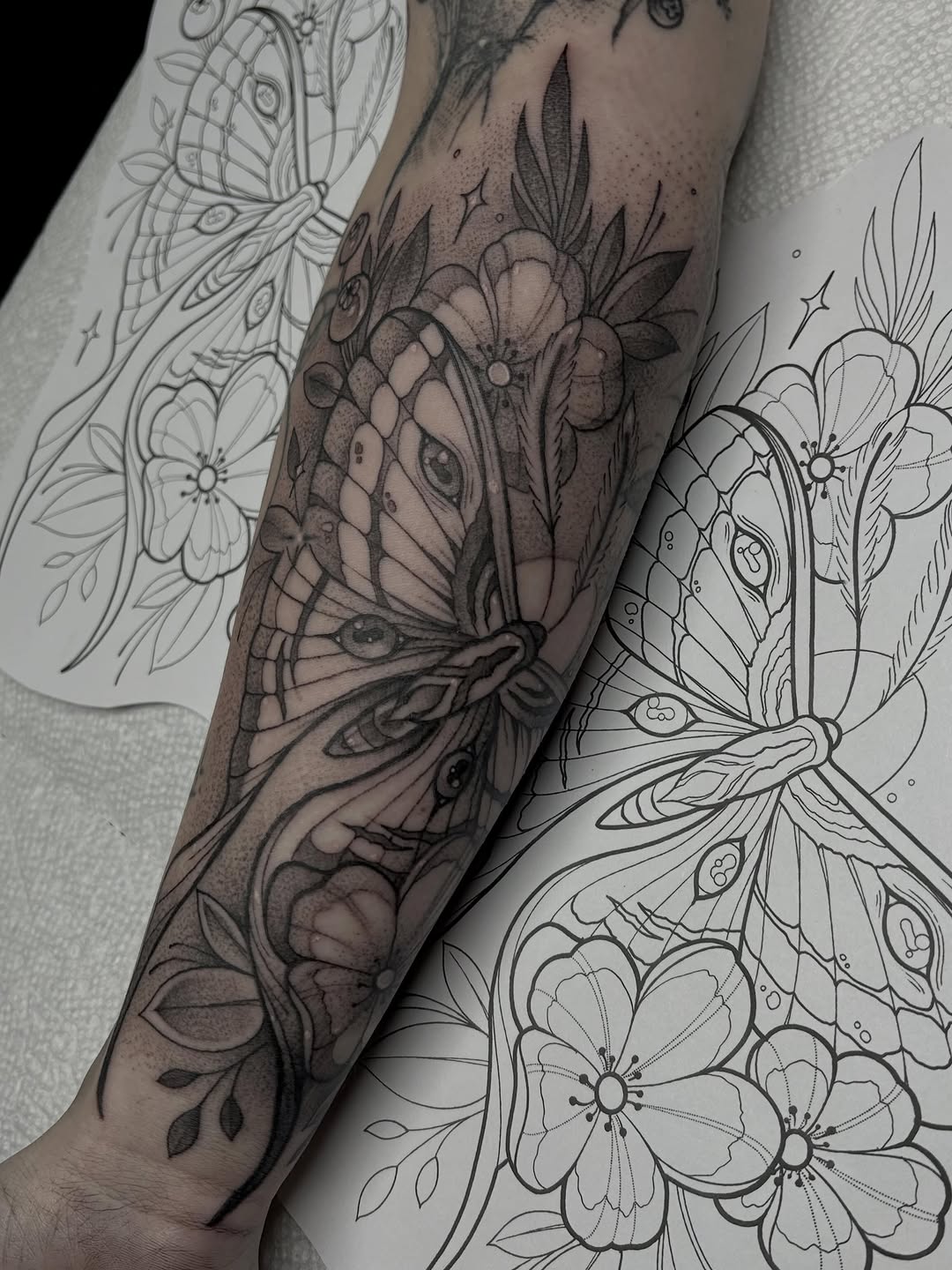 Tattoo by @lovelytattooing — black_and_grey, dotwork