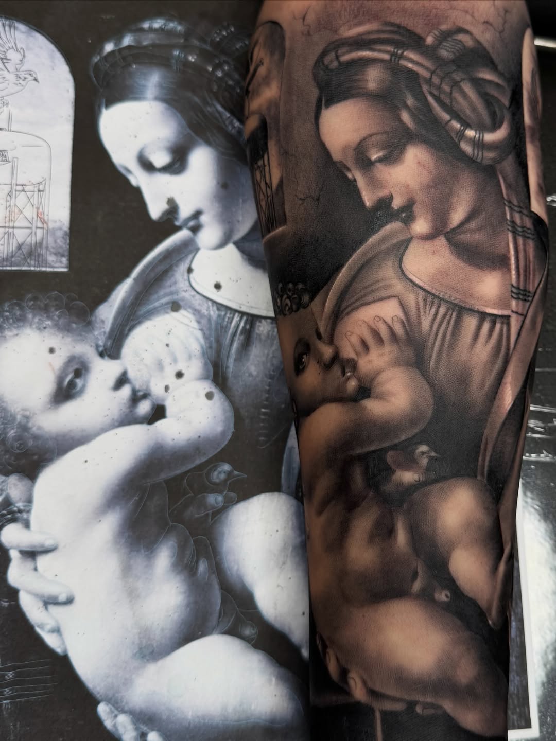 Tattoo by @suave.serg714 β realism, black_and_grey