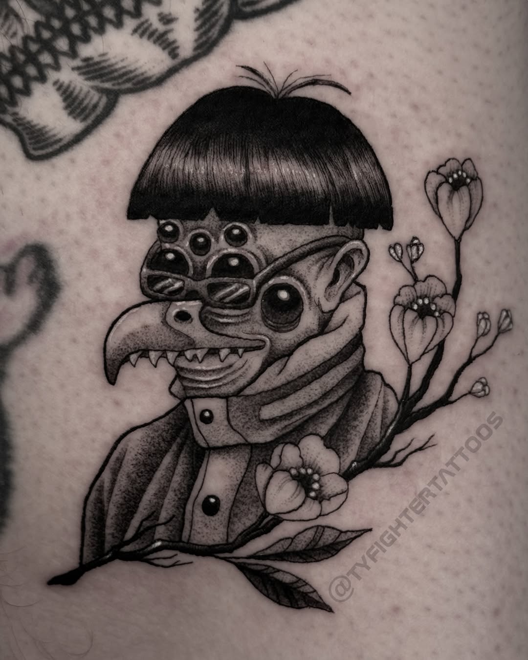 Tattoo by @tyfightertattoos — dark_realism, dotwork