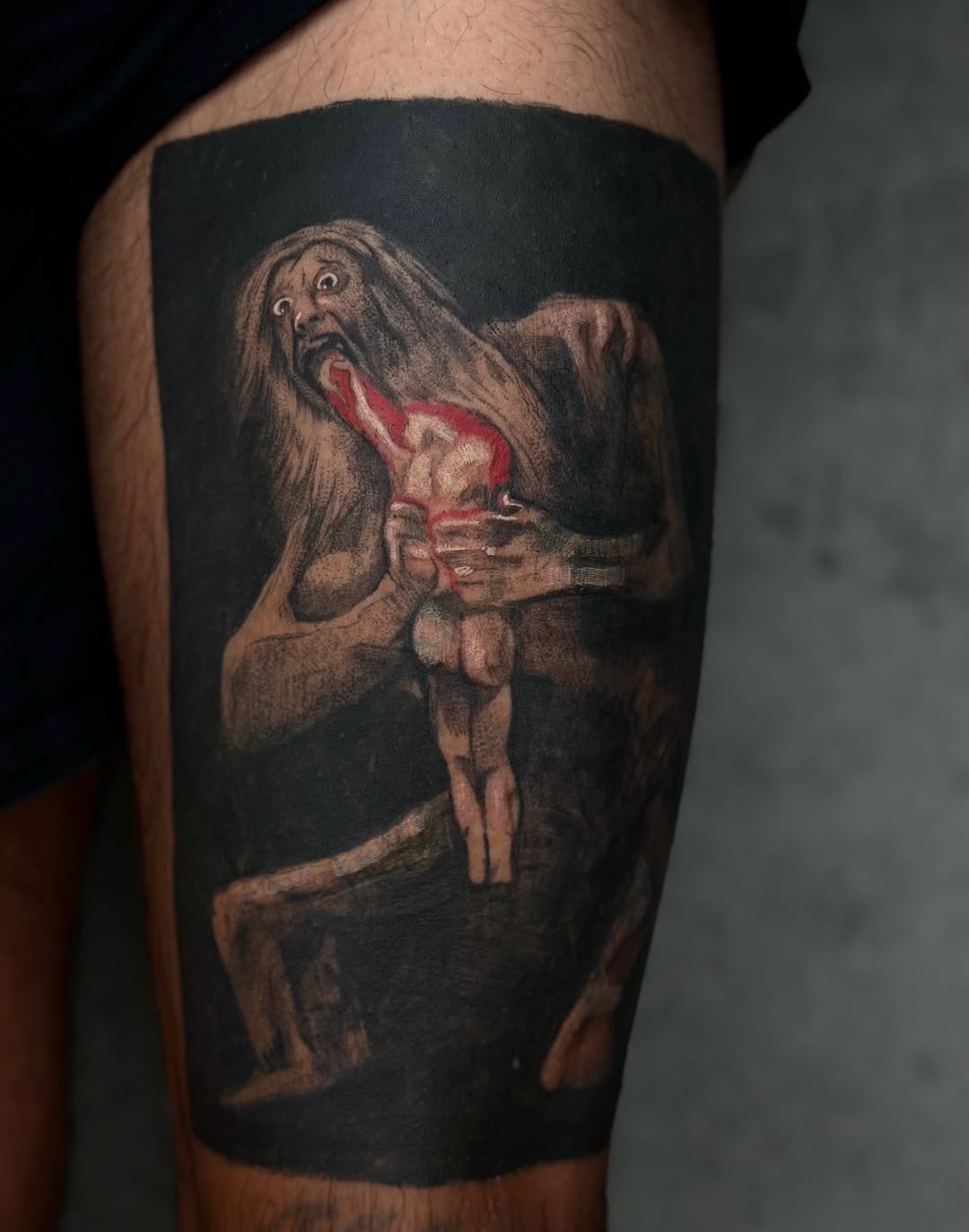 Tattoo by @enjolieart — dark_realism, black_and_grey