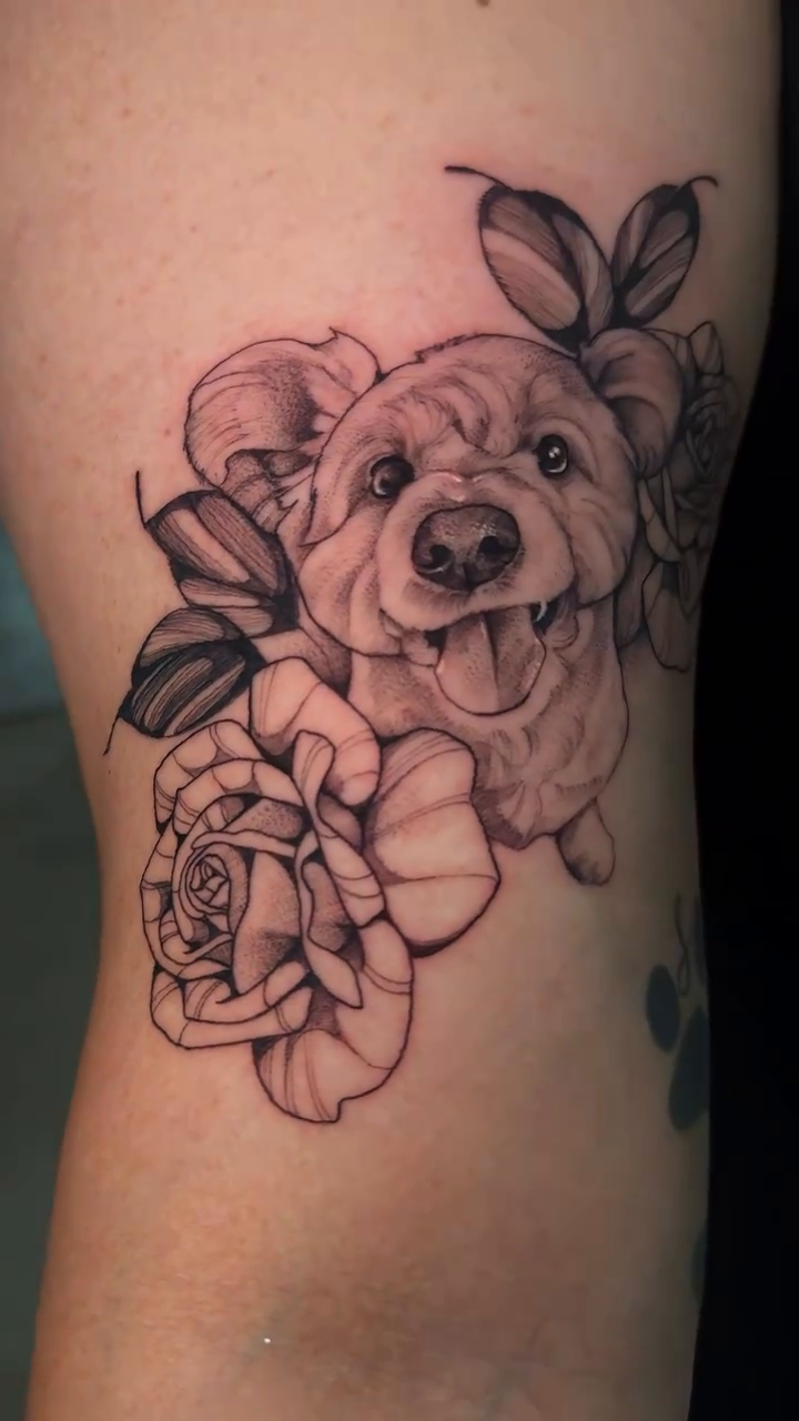 Tattoo by @trayye.ink — illustrative, black_and_grey