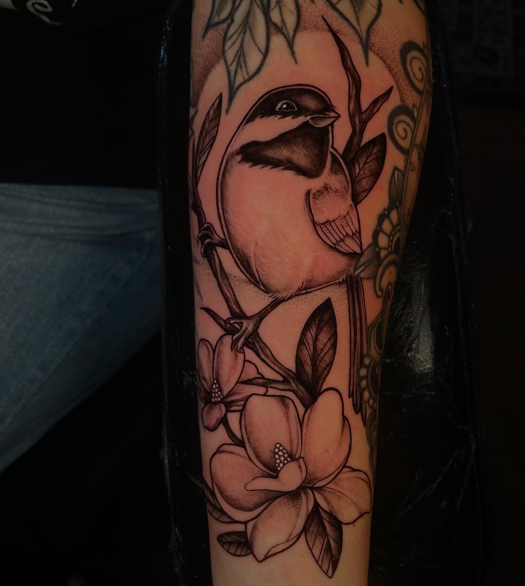 Tattoo by @tattoosbylaurensisouphanh โ illustrative, black_and_grey