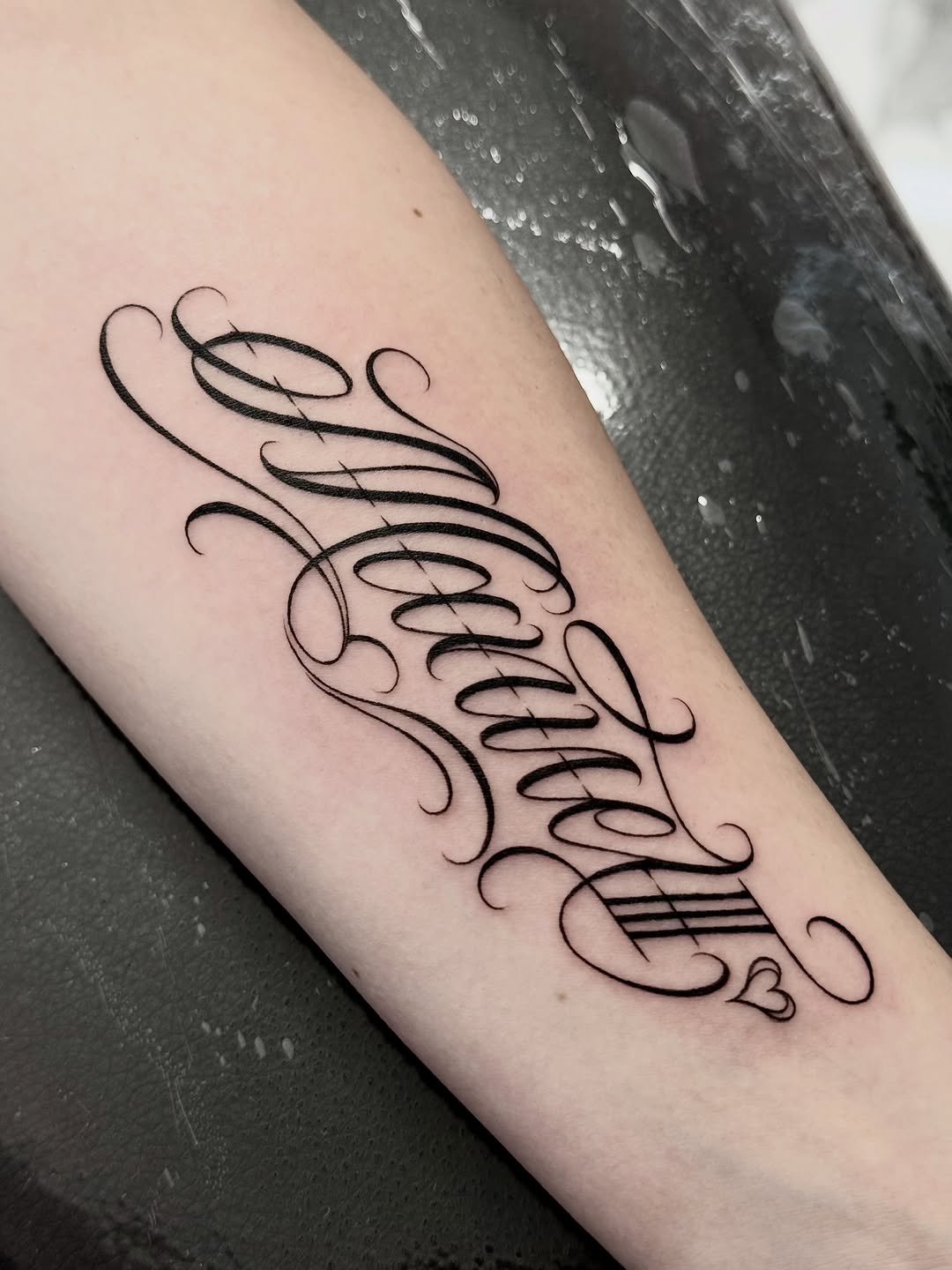 Tattoo by @fernxndojrtatts — lettering_script, ornamental