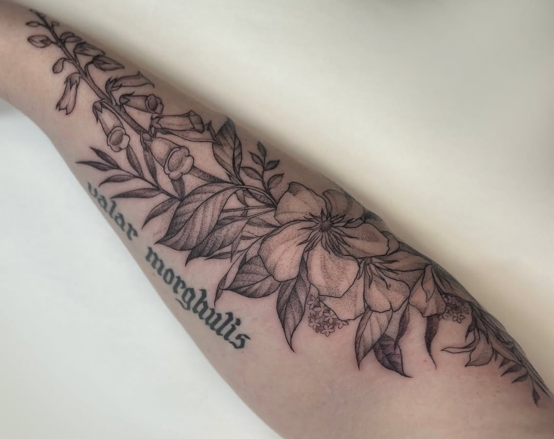 Tattoo by @grimmyweep — black_and_grey, fine_line