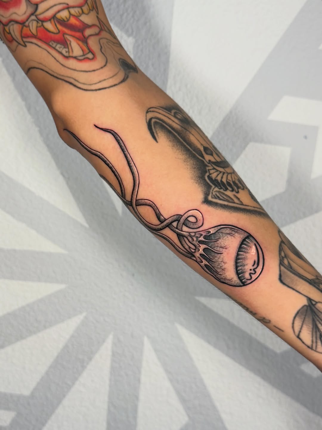Tattoo by @kbalzer_tattoos β illustrative, black_and_grey