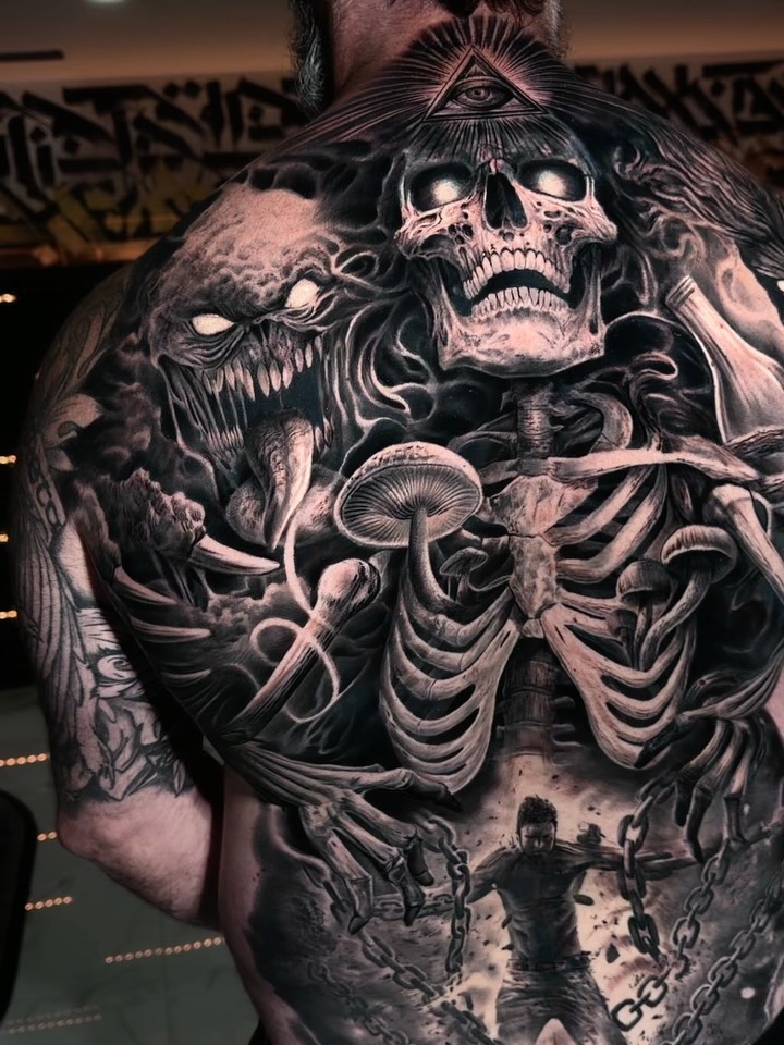 Tattoo by @angel.antonio.tattoos โ dark_realism, black_and_grey