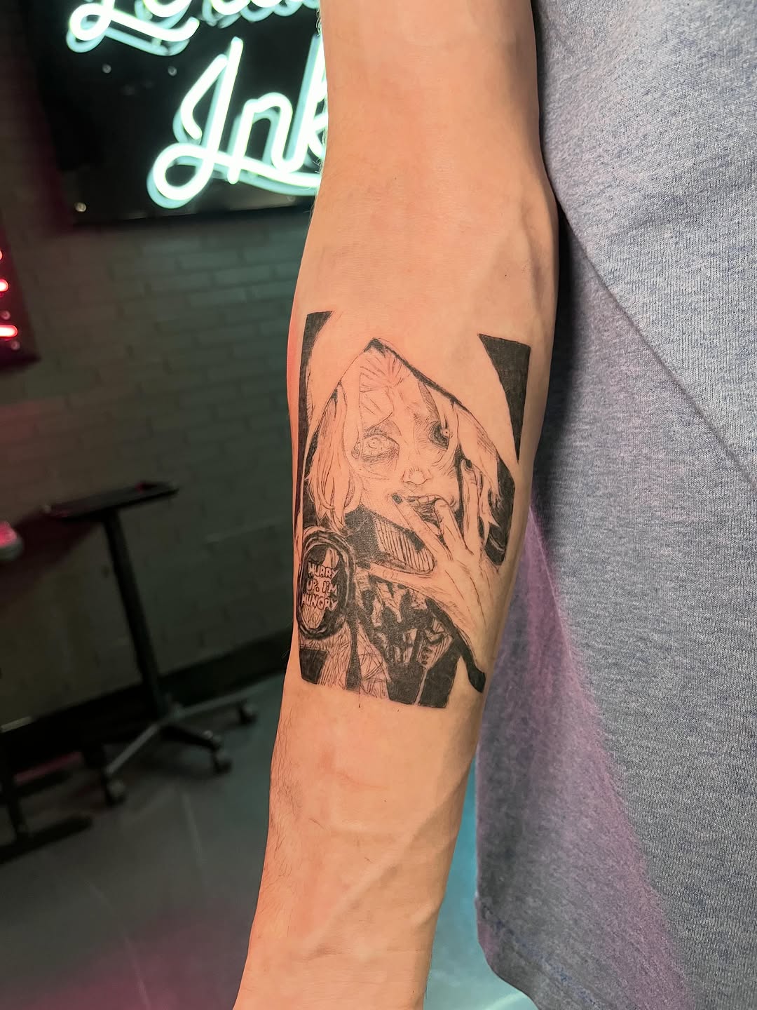 Tattoo by @bunnymanalo — illustrative, blackwork