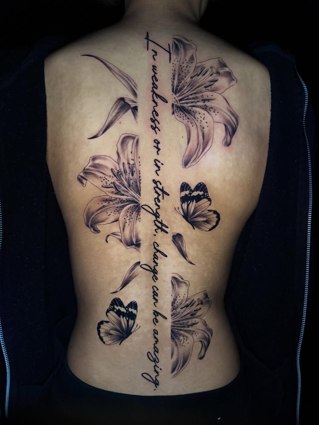 Tattoo by @yuyuicyink โ black_and_grey, lettering_script