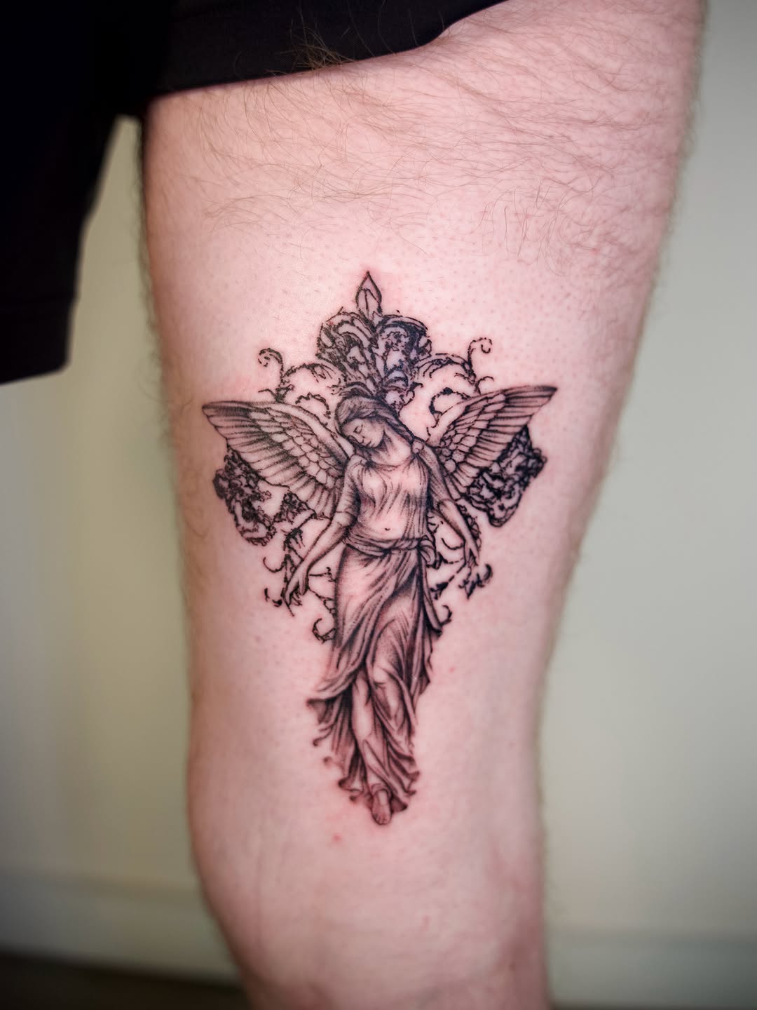 Tattoo by @lovechasetattoo — black_and_grey
