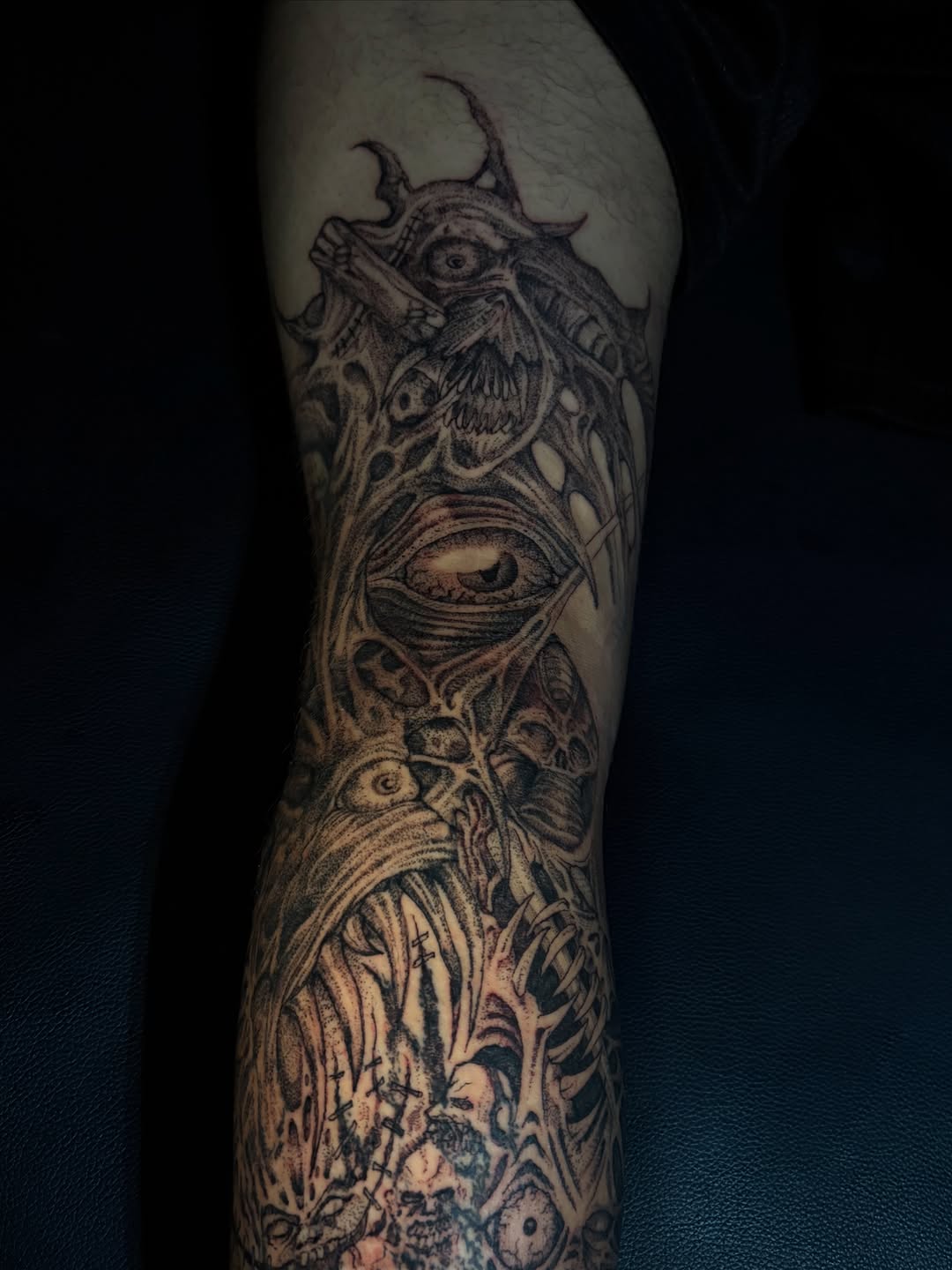 Tattoo by @crawlspacecadet — dark_realism, black_and_grey