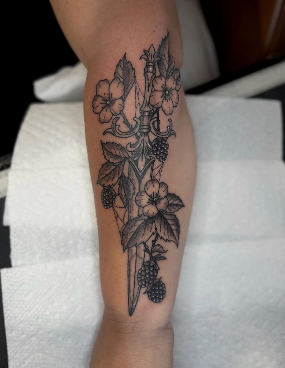 Tattoo by @branditattoos โ illustrative, black_and_grey