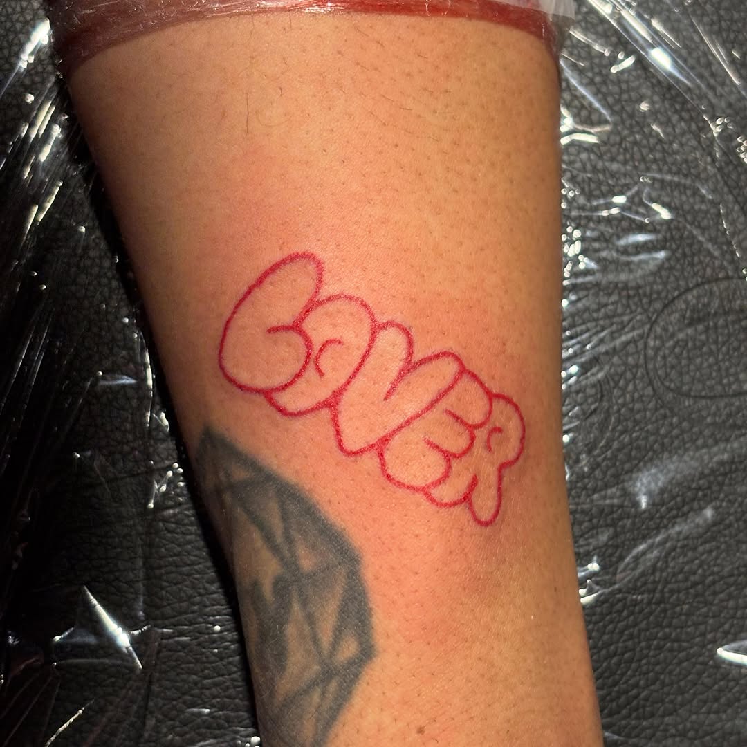 Tattoo by @skullgunk — lettering_script, ignorant