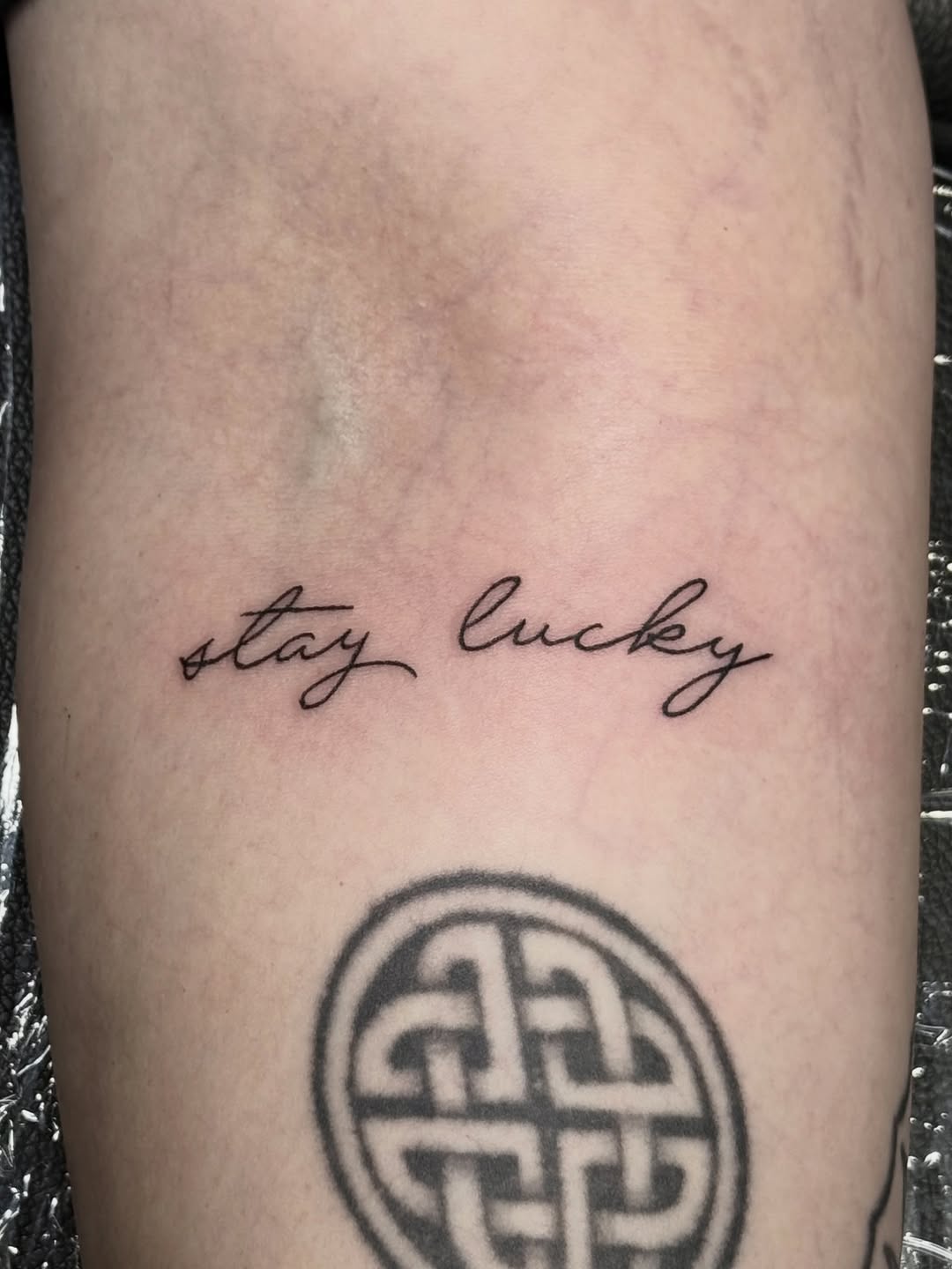 Tattoo by @hardcore.crybaby โ lettering_script, fine_line